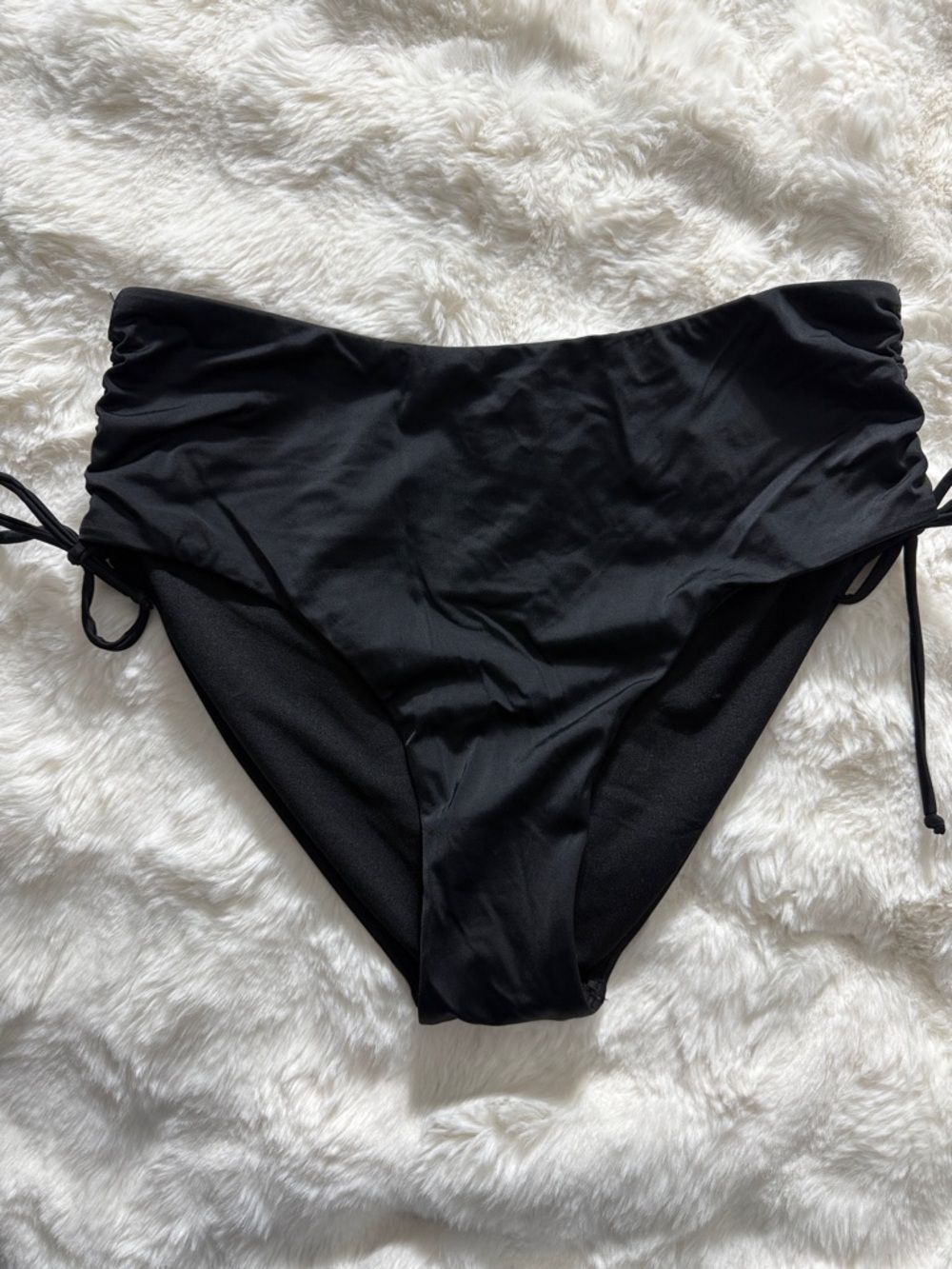 Swimsuits For All Black High-Waist Bikini Bottom with Side Ties